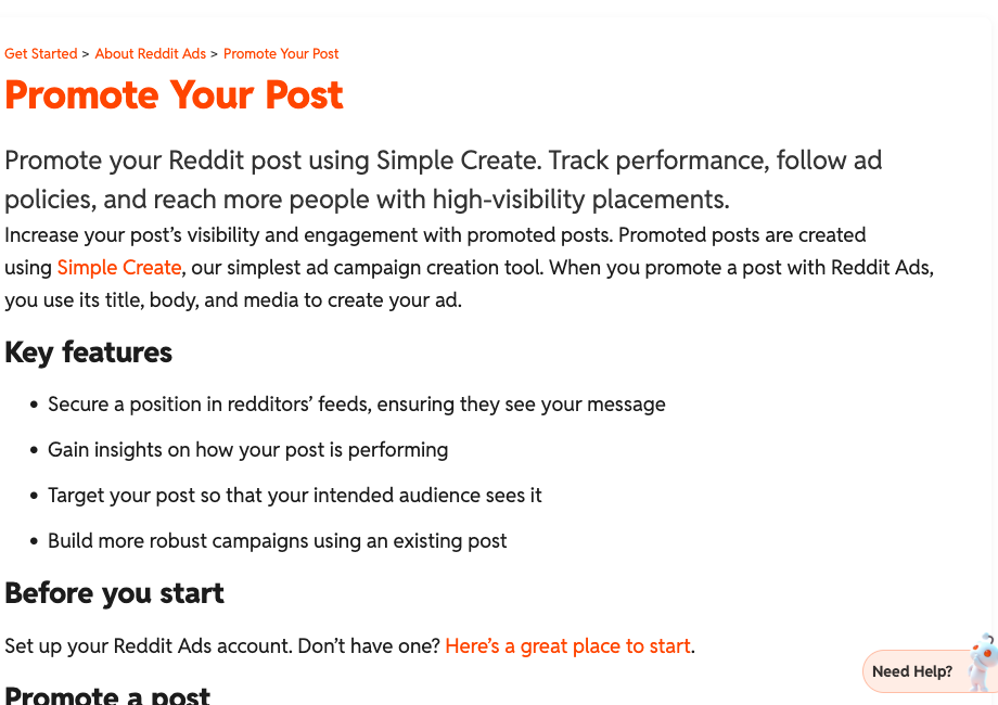 Screenshot of Reddit promoted post options used for paid distribution and testing